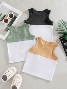 3 Stück/Set Baby Jungen weiche atmungsaktive ärmellose Lässig Weste, Sommer Jungen Tank Top Set