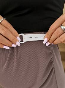 SHEIN Maternity Solid Color Adjustable Waist Maxi Mermaid Skirt Y2k Clothes - Brown - View 7