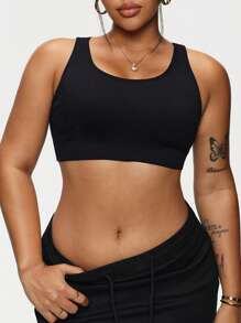 Easithlete 大码女式无缝黑白运动文胸 - 黑色 - 查看 6