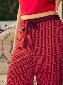 EverLounge Women's Simple & Comfortable Satin-Like Pajama Bottom Pants - Red - View 3