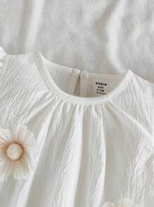 SHEIN Vintaside Kids Body de bebé niña con volantes y mangas cortas florales, estilo dulce, liviano para el verano