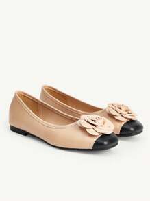 CUCCOO CHICEST Beige Floral Network Comfortable Flats For Women For Christmas - Apricot - View 3