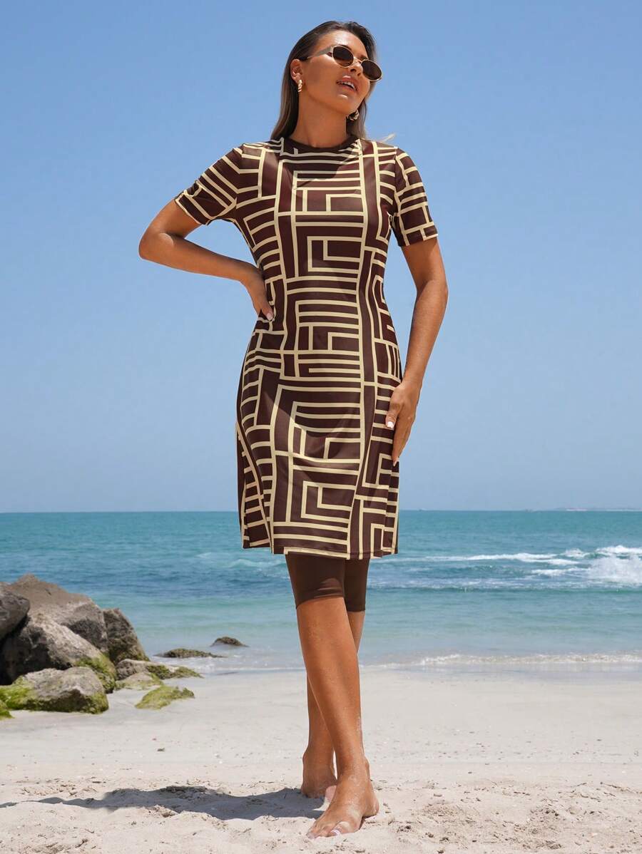 Swim Mulvari 2pcs Women Summer Beach Holiday Pattern Printed Swimsuits - Multicolor - View 1