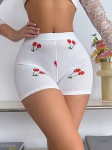 SHEIN Calzoncillos tipo boxer con estampado de cerezas y cadena, lindos y dulces