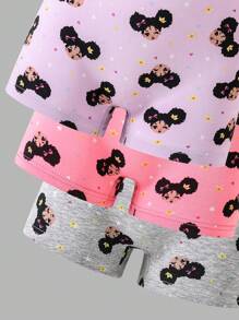 6pcs Cute Hip-Hop Girl Print Cotton Comfortable Boxer Briefs Set For Tween Girl Backto SchoolFashion Fall Winter - Multicolor - View 4