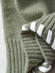 SHEIN LUNE 杏色撞色宽松针织背心，时尚休闲风，适合夏季外出穿着，女士针织衫，休闲款 - 綠色 - 查看 4