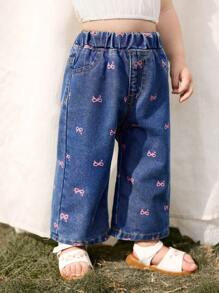 Cozy Pixies Baby Girl Butterfly Pattern Elastic Waist Flared Pants, Versatile & Comfortable - Blue - View 3