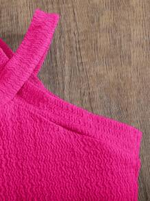 Emery Rose Kids Emery Rose Kids Youth Girl Knitted Solid Sleeveless Top And Shorts 2 Pieces Set - Hot Pink - View 4