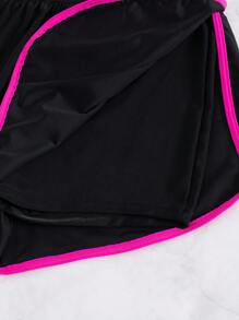 Swim Basics Springbreak 女式纯色撞色边运动休闲短裤沙滩裤 - 黑色 - 查看 5