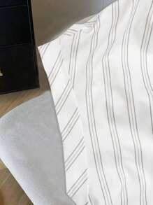 SHEIN 女式条纹印花翻盖口袋前扣夏季休闲衬衫 - 彩色 - 查看 4