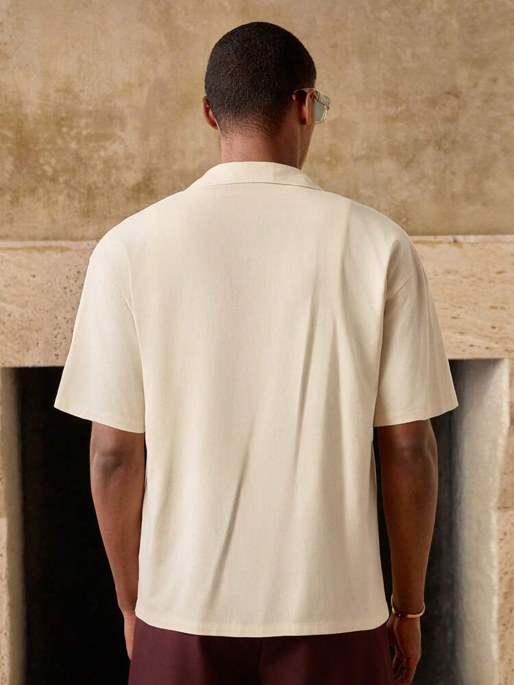 Elegant & Modern Floral Embroidery Linen-Like Men's Shirt Top, Spring/Summer
