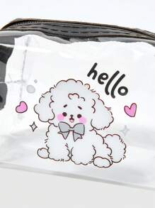 ROMWE Kawaii Süße Welpen Muster transparente Münzbörse Tasche Accessoire
