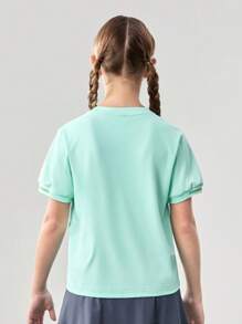 JNSQ T-shirt ample pour sports de plein air pour préadolescentes, T-shirt ample décontracté pour sports de plein air à col rond et colorblocking pour enfants