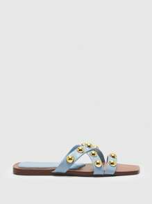 CUCCOO BIZCHIC Women's Fashion Studded Flat Sandals, Summer
