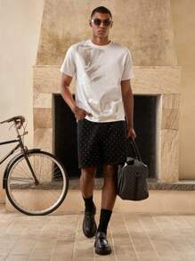 Manfinity VCAY Summer Fashion Urban Chic Silver Foil Design Men T-Shirt - White - View 3