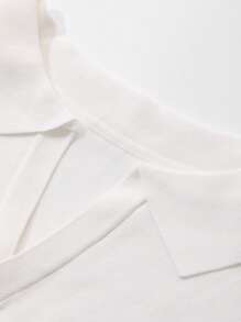 Dazy-Less 1 pieza Top de punto casual y de negocios de unicolor sin mangas para mujer - Blanco - Ver 4