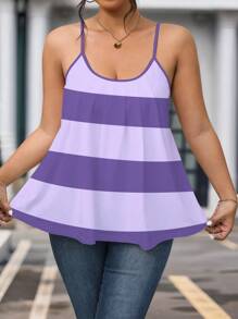 Calvaya Plus Size Color Block Splice Casual Spring/Summer And Camisole Top Graphic Tees Women Tops - Multicolor - View 1