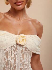 COSMINA Damen elegantes Urlaubskleid, midi-lang, für Frühling/Sommer, Off-Shoulder