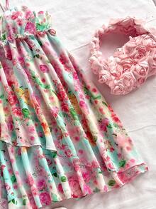 Soleia Váy mini in họa tiết dệt dây mảnh cho nữ trang phục thường ngày váy lưới đi nghỉ trang phục mùa xuân cho nữ váy hoa váy suông cho nữ - Nhiều màu - Xem 4