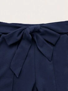 Ellevyn Pantalones de campana con cinturón y costuras frontales para mujer