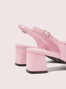 CUCCOO DOLLMOD 方头粗跟粉色蝴蝶结时尚女士高跟鞋 - 粉色 - 查看 8