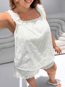SHEIN EZwear Damen Große Größen Lässig Ärmellos Tank Top 2 Stücke Set - Weiss - Übersicht 5