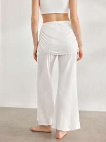 Ocili 女式休闲低腰宽松白色家居服裤假日季 - 白色 - 查看 2