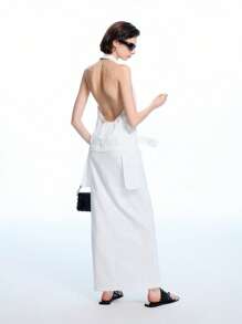 LYSMO Women's Sleeveless Backless Dress, Sexy For Summer - White - View 2