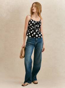 Écloséra Women's INS Style Polka Dot Elastic Waist Camisole Top, Summer Vacation