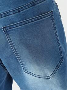 Manfinity LEGND Plus Size Men's Contrast Color Slim Fit Pocket Casual Cargo Jeans