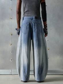 NEON BLANC Men's Street Fashion Loose Fit Baggy Jeans, School, Streetwear Style, Emo Style - Baby Blue - View 2