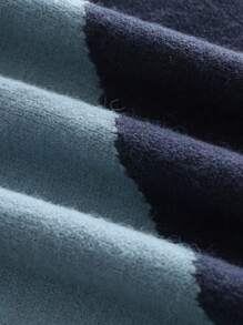 Franclia 撞色不对称休闲宽松女士毛衣套头背心春秋季 - 寶藍色 - 查看 4