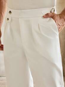 Manfinity VCAY Men's Casual Woven Mid-Rise Tapered Ankle White Pants - White - View 5