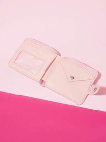 THE POWERPUFF GIRLS X SHEIN 1pc Blossom, Bubbles, Buttercup Pattern Women Creative PU Casual Short Folding Wallet, Coin Purse, Card Case, Multipurpose Zipper Wallet
