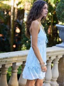 Aralina Chic Flowy Summer Dress, Featuring Spaghetti Straps, Ruffled Layers, Delicate Fabric, And A Flattering Loose Fit, Perfect For Summer And Tropical Vacation Looks - Baby Blue - View 4