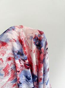 Soleia Vestido corto de tirantes con cuello profundo en V, volantes, bajo asimétrico y efecto tie-dye, ideal para vacaciones