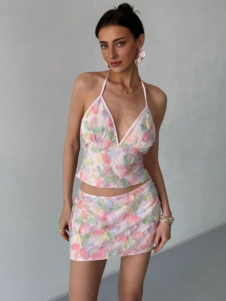 Aloruh Women Two Pieces Outfits For Daily Wear - Pink - View 1