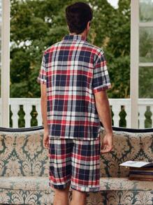 Men's Casual Basic Plaid Lounge Wear Set, For Christmas - Multicolor - View 3