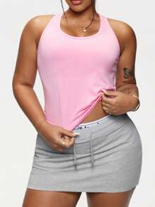Easithlete Große Größen Nahtloses rosafarbenes Sport-Camisole für Damen - Pink - Übersicht 4