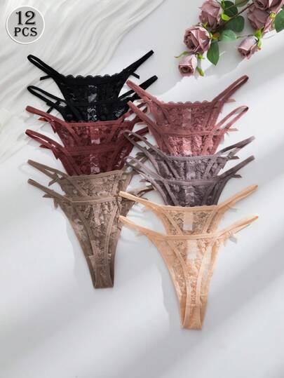 Multi Romantic Verleidelijke Kanten Ladies String Panties Lingerie view 4