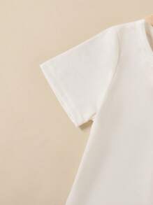 SHEIN Playful Pals 5pcs Pack Infant/Toddler Boys' Casual Comfortable White T-Shirt, Spring/Summer Baby Boy Summer T-Shirt