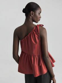 Ontre 2 件红色细肩带背心，女式波西米亚海滩风格简约时尚吊带背心，适合夏季 - 棕色 - 查看 3