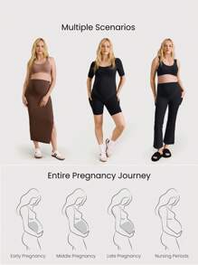GLOWMODE Modal Core Comfort Maternity Support Ultra High Waist Seamless Stretchy U-Shaped Ribbed Boyshort Briefs Underwear Pregnancy Postpartum Daily Casual Work Wear