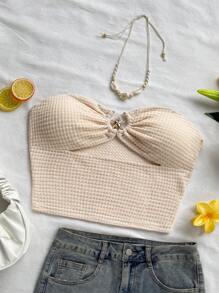 Soleia 度假海星纹理镂空抹胸 - 杏色 - 查看 7