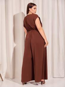 Firerie 大碼後拉鏈不附腰帶闊腿連體褲