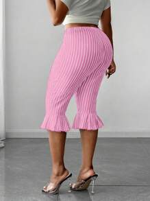 Elenzga Plus Size Striped Casual Pants - Multicolor - View 2