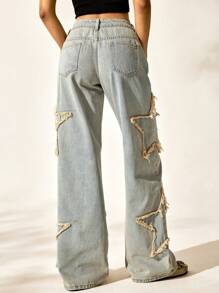 Easelle 女士牛仔长裤，夏季时尚 - 淺色水洗藍 - 查看 2