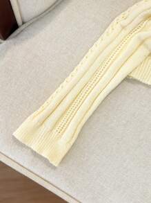 Franclia Hollow Out Long Sleeve Crewneck Knit Sweater, Lightweight Knit Pullover Fall Winter