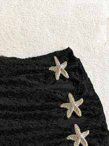 Soleia Women's Summer Beach Starfish Decor Bikini Bottom Swimwear - Black - View 2