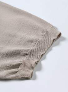 Manfinity Homme Men's Casual Solid-Color Summer Short-Sleeved Knit Shirt, Seamless One-Piece Construction, Cool And Breathable - Khaki - View 6